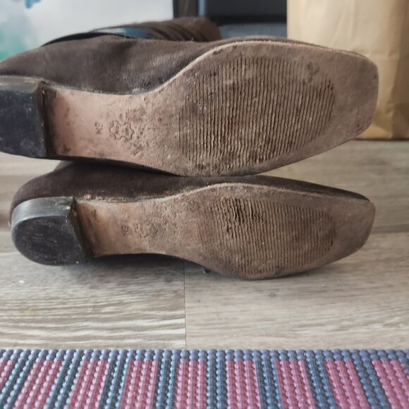 Black Suede & Patent Leather Knee-High Boots — Women’s Size 6 — Good Condition - Picture 2 of 3